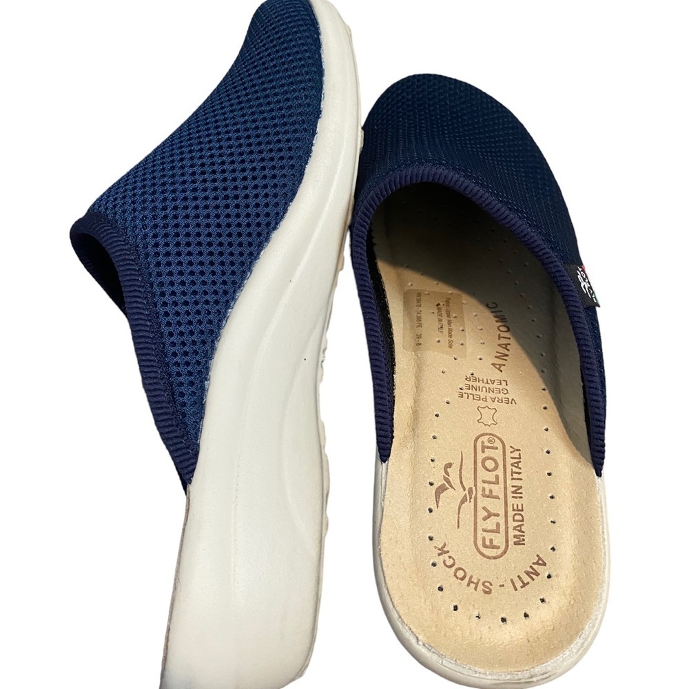 Fly Flot Women's 39 US 8 Blue Mesh Anti-Shock Anatomic Wedge Mule Clogs ITALY - Picture 6 of 6